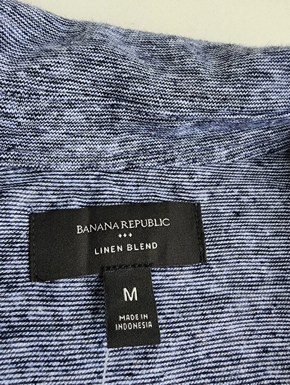 NWT $60 Banana Republic Men’s Blue Short Sleeve Shirt Linen Blend Button Down M